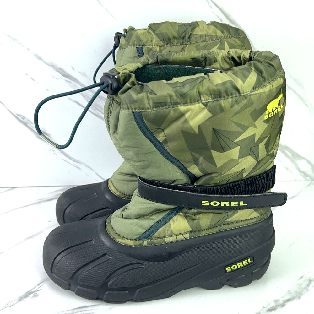 SOREL NY3504-371 Flurry Youth Size US 7 EUR 39 Winter Snow Boot Camo Stompers - Picture 3 of 9